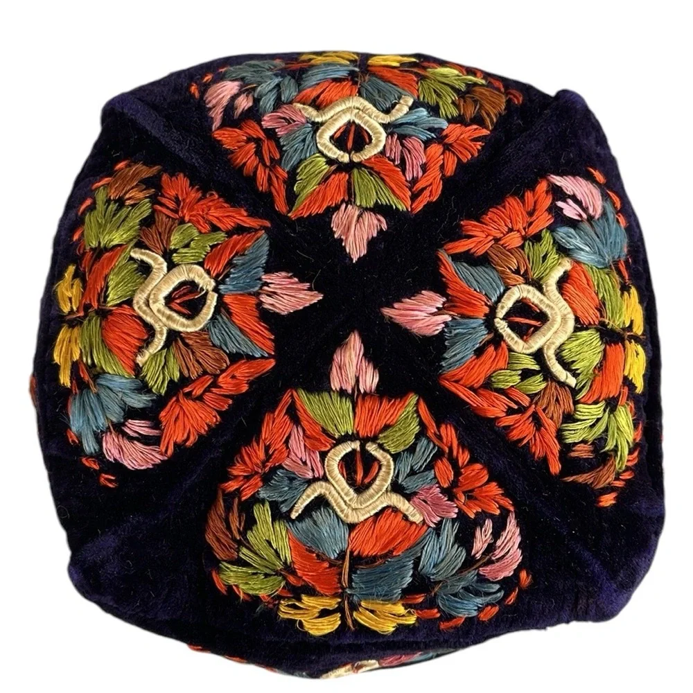 Vintage Heirloom Hand Crafted Uzbek / Tubeteika / Doppa Embroidered Skull Cap